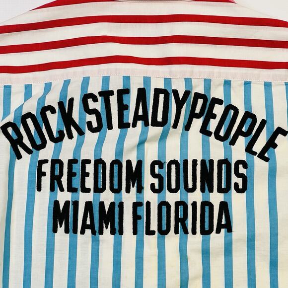 Wacko Maria Guilty Parties Multicolor Striped Shirt Sz Small Miami Fl Drunkards - Picture 5 of 9